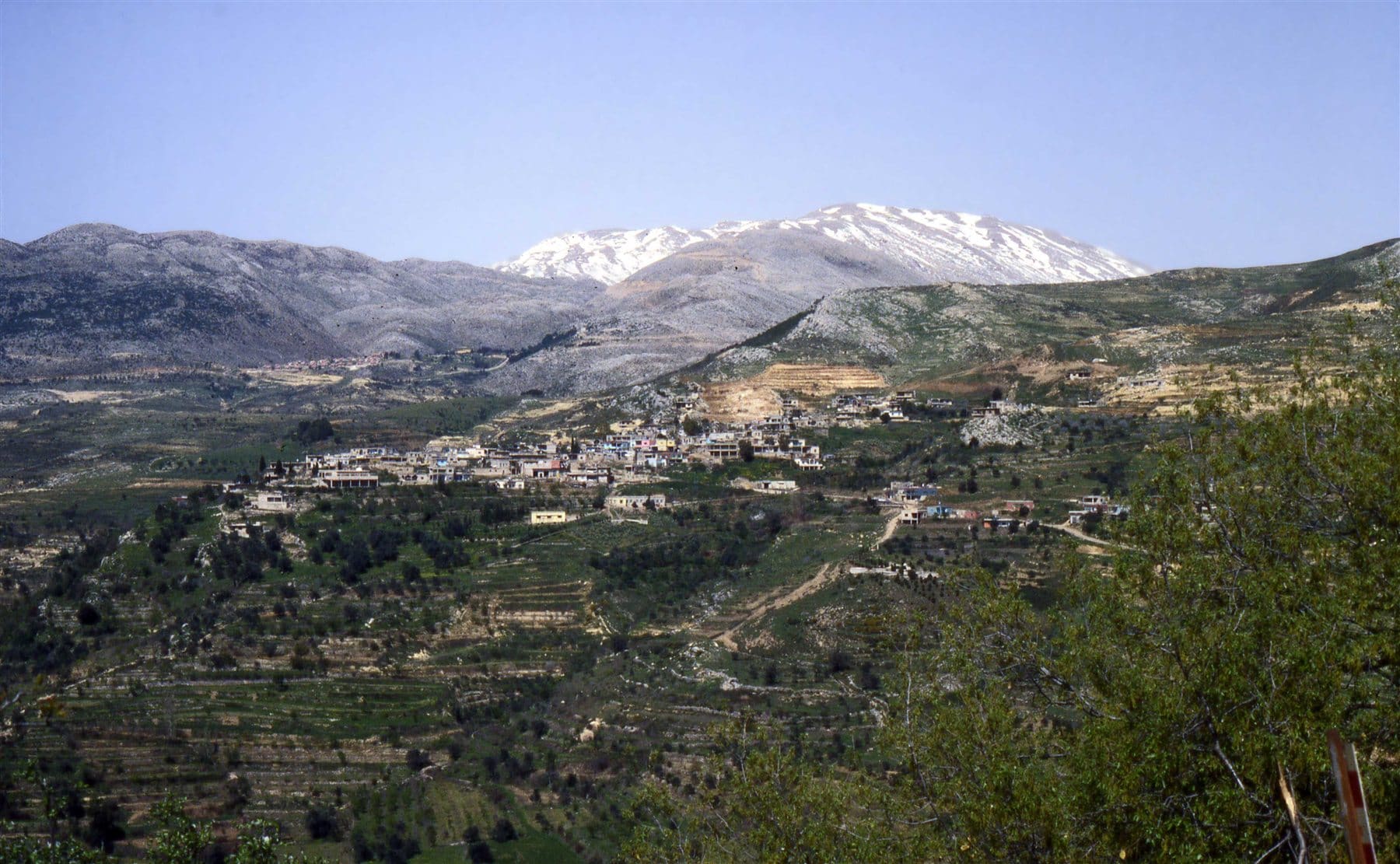 Ein Qiniyye community in the Golan Heights beneath Mount Hermon