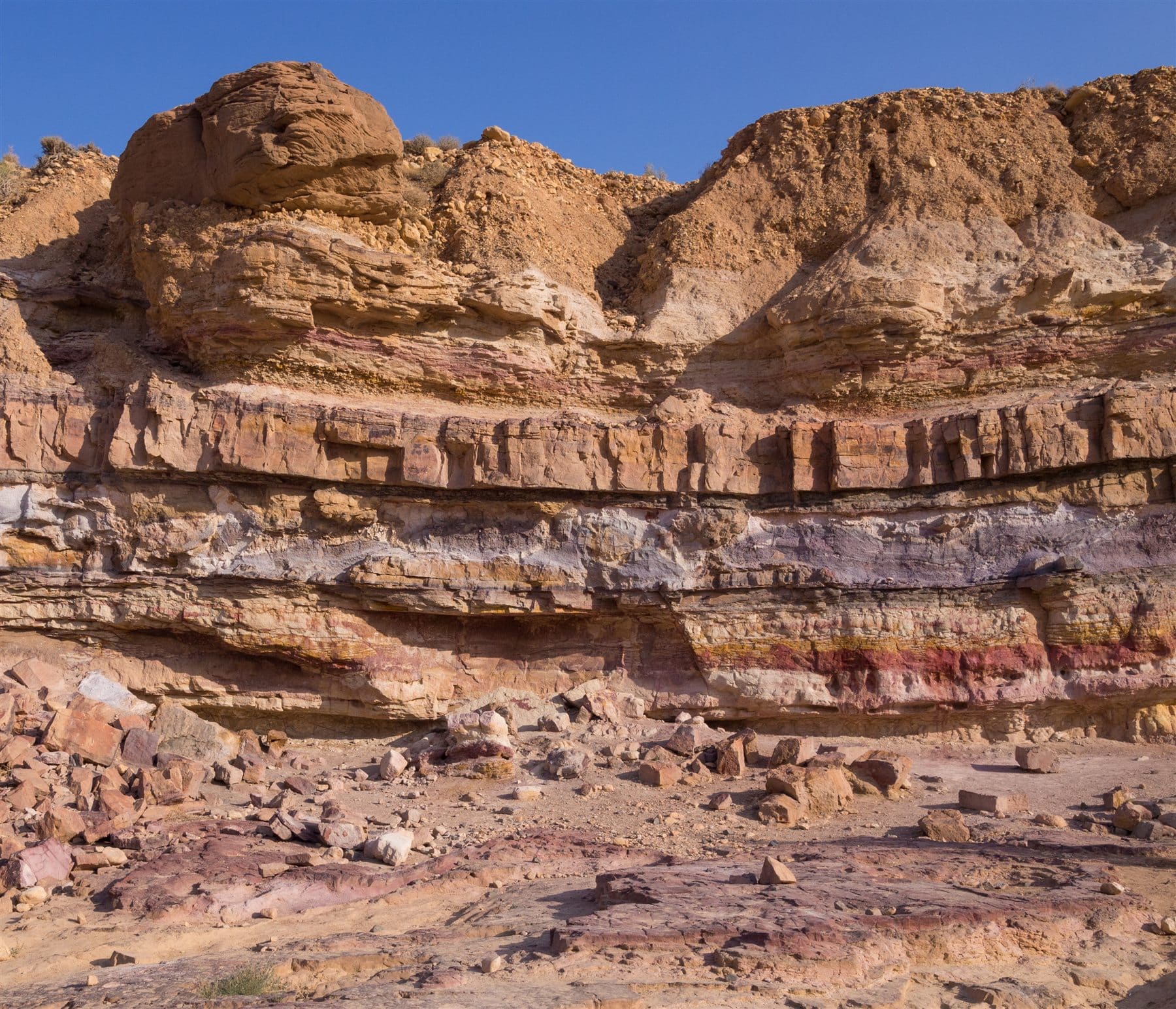 Colorful sedimentary rock layers in Makhtesh Ramon
