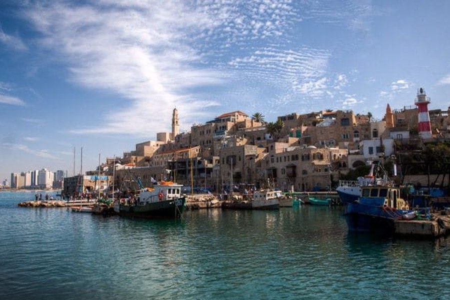 Old Jaffa and its port, with Tel Aviv on the horizon