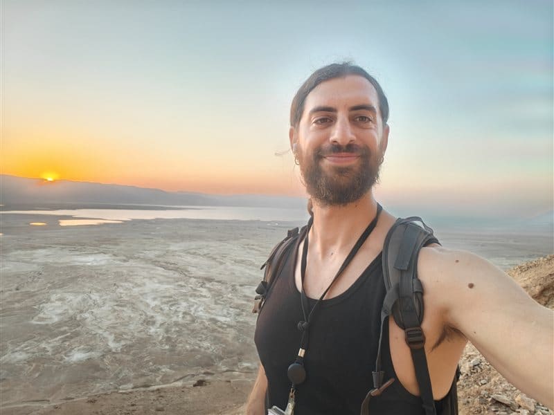 Ari at Masada overlooking the Dead Sea at sunrise