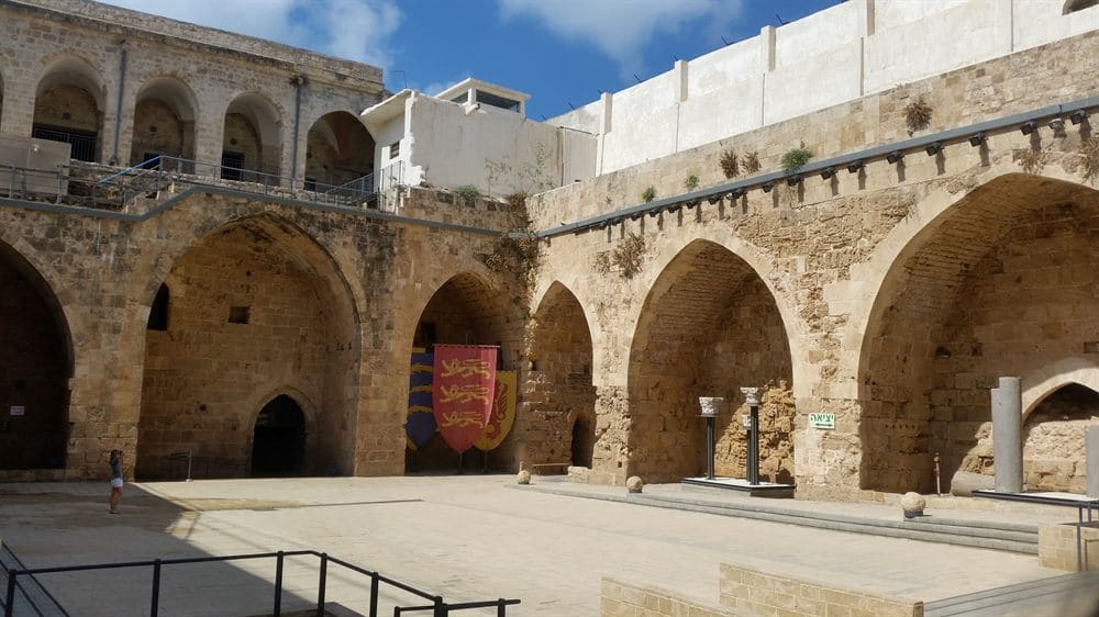 Stone vaults inside the Crusader Knights' Halls in Acre