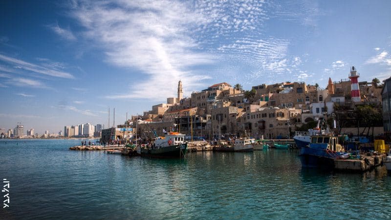 Jaffa Port with the Mediterranean coast and city beyond
